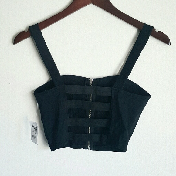 🛍 CHARLOTTE RUSSE Caged zipup crop top - Picture 4 of 6